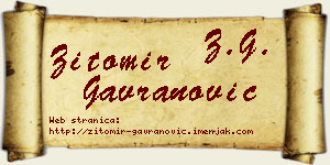 Žitomir Gavranović vizit kartica